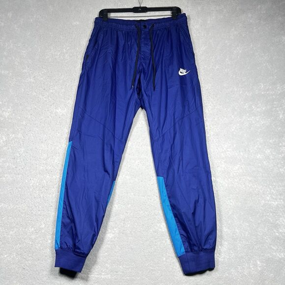 Nike Sportswear Windrunner Jogger Pants Mens Medium Blue Woven Lined 898403-455 - Picture 1 of 11